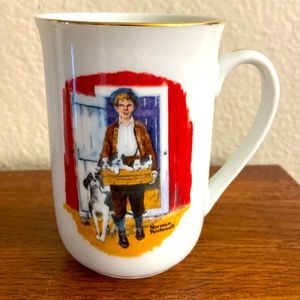 5/$10❤️❤️❤️Vintage 80s Norman Rockwell Boy with Puppies and Mamma Dog Mug